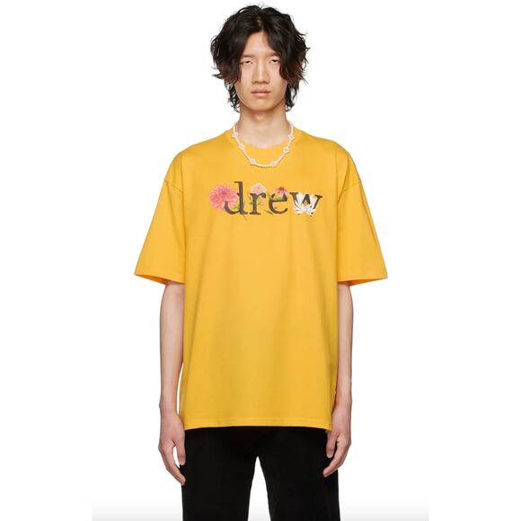 Drew House Men's Yellow SSENSE Exclusive Floral T-Shirt Size XXL - Picture 1 of 10